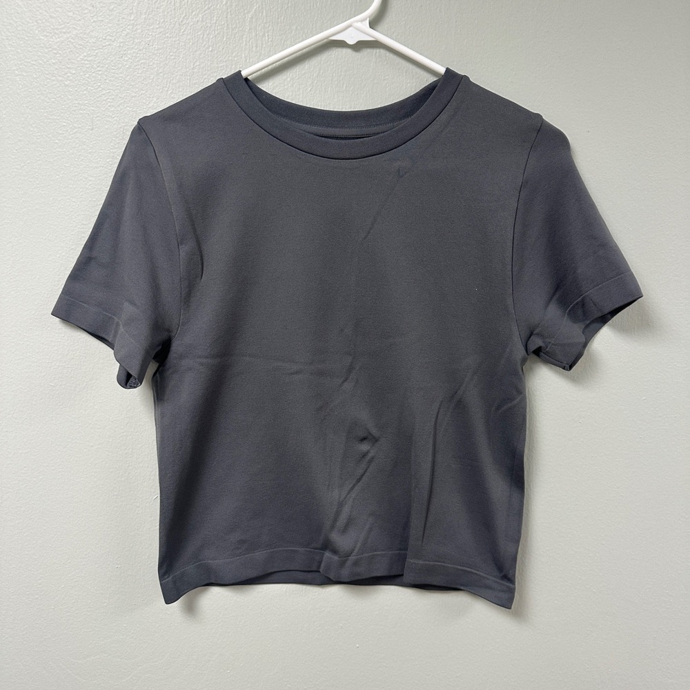 A New Day Gray Seamless Short Sleeve Baby Tee Crop Top Large NWT 018082594